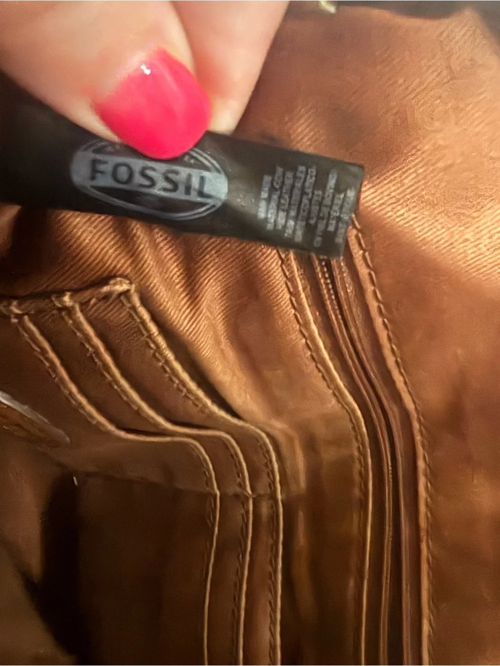 Fossil Green Geometric Dome Satchel with Brown Leather Trim - Picture 9 of 9